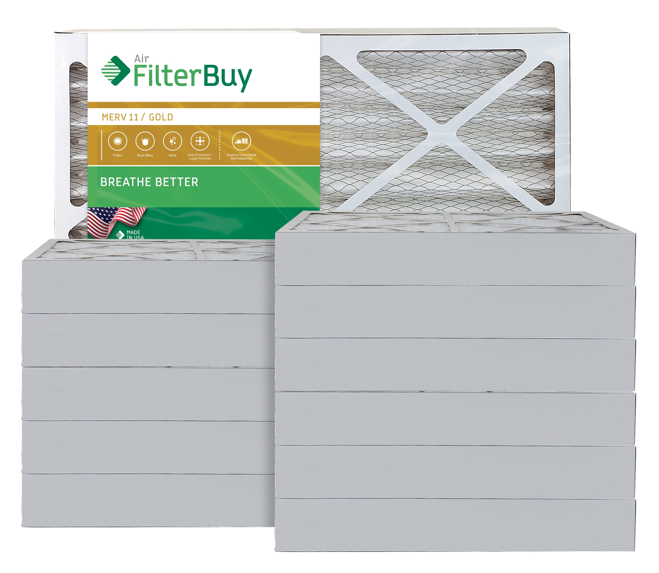 FilterBuy 20x24x4 MERV 11 Pleated AC Furnace Air Filter, (Pack of 12