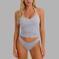thumbnail image 4 of Women's Racerback Tank Top with Built in Bra Round Neck Sleeveless Workout Tops Summer Breathable Sport Camisole,Gray,L, 4 of 6