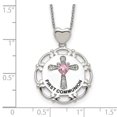 thumbnail image 5 of Auriga Fine Jewelry 925 Sterling Silver Enameled Pink and Clear CZ Cross Necklace for Women 17.5", 5 of 6