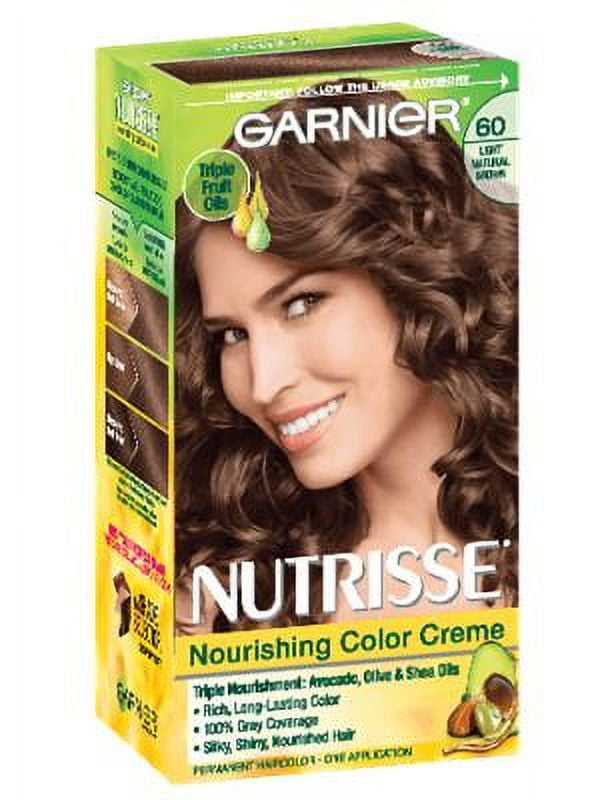 Garnier Nutrisse Nourishing Color Creme, Light Natural Brown [60], 1 Each, 2 Pack