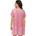 thumbnail image 3 of Horeoi Sparkly Glitter Print Women's Short-sleeved Nightdress Breathable Cotton-like Material Loose A-line Knee-length, 3 of 6