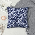 thumbnail image 5 of Thistle Damask Navy Blue and White William Morris Greenery Forest Animals Pheasant Decorative Throw Pillow Covers 18x18 inch Soft Pillowcase Aesthetic Cushion Cover for Home Decor Sofa Living Room, 5 of 5