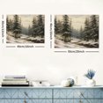 thumbnail image 6 of ONETECH  Framed Canvas Wall Art Vintage Print Paintings Winter Pine Tree Forest Christmas Rustic Landscape Country Snow Retro Nature Artwork for Home Living Room Bathroom Wall Decor 16x12inch, 6 of 6