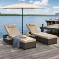 thumbnail image 3 of IdealHouse PE Rattan Outdoor Chaise Lounge, 5-Position Adjustable Backrest, Water-Resistant Cushioned Recliner, Sunbathing Chair for Beach, Yard, Poolside, 3 of 6