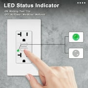 20amp GFCI Outlets Non-Tamper-Resistant,GFI Duplex Receptacles with LED Indicator, Ground Fault Circuit Interrupter with Wall Plate, ETL Listed, White, 2 Pack