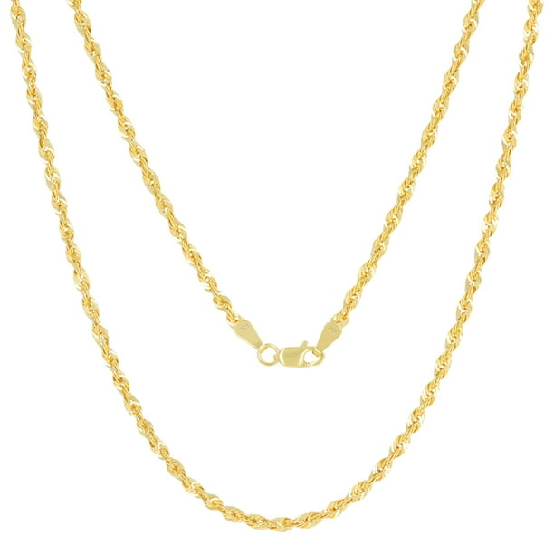 アクセサリー 10K Gold Rope Necklace 51cm 2mm Nuragold 10k Real Yellow Gold 2.5mm Rope Chain Diamond Cut