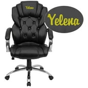 Flash Furniture Personalized High Back Transitional Style Black LeatherSoft Executive Swivel Office Chair with Arms