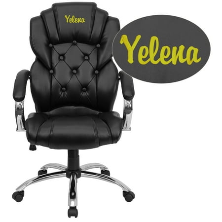 Flash Furniture Personalized High Back Transitional Style Black LeatherSoft Executive Swivel Office Chair with Arms