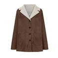 thumbnail image 5 of RYRJJ Womens Fleece Lined Jackets Winter Suede Parka Coat Thick Warm Notch Lapel Vintage Sherpa Coats Outerwear with Pockets(Brown,S), 5 of 7