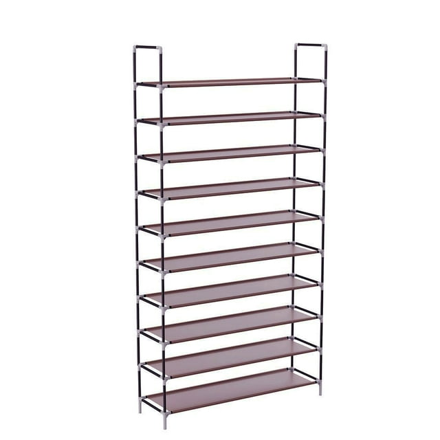 Topcobe 10 Layers Shoe Rack Organizer, Ultra Large Capacity Shoe Rack for Home, Shoe Organizer Storage Cabinet Non-woven Fabrics & Steel Shoe Rack Dark Brown