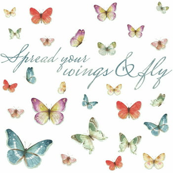 Roommates Lisa Audit Butterfly Quote Peel and Stick Wall Decals