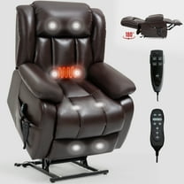Newest Dual Motor Infinite Position Up to 350 LBS Electric Medium size Brown Power Lift Recliner Chair with 8-Point Vibration Massage , Lumbar Heating