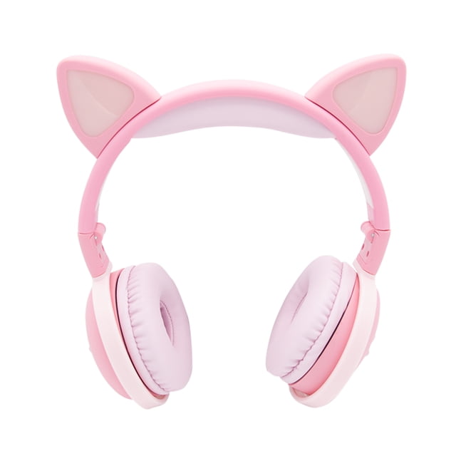 Audífonos con Micrófono - Bluetooth con Diadema de Gato y Luz Led - Rosa Virtual Zone VZ-EARBT45P