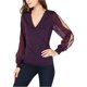 thumbnail image 1 of INC Womens Illusion Surplice Pullover Blusa, Púrpura, Grande, 1 of 2