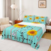 Castle Fairy Teens Floral Sunflowers Full Size Sheets,Butterflies Flowers Bed Sheets