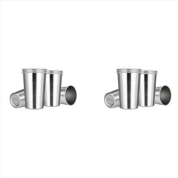 Premium Stainless Steel Cups 16 Oz Pint Cup Tumbler (16 Pack) - Stackable Durable Cup,16 x cups,silver