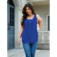 thumbnail image 4 of JYLFC Womens V Neck Plus Size Tank Pleated Henley Sleeveless Tops, Blue 4XL, 4 of 5