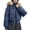 Blue, variant on Women's Winter Parka with Fur Collar, Thickened Warm Puffer Style Cotton Coat, Thermal Short Jacket for Cold Weather, Classic Bomber Style Outerwear, Comfortable Casual Winter Jacket for Women Black