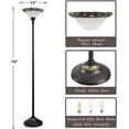 Victorian Floor Lamp, 70" Elegant Standing Lamp with Etched Glass Shade