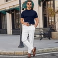 thumbnail image 5 of Mens Mock Neck T Shirts Fashion Stretch Short Sleeve Slim Fit Basic T Shirts Summer Breathable Lightweight Casual Business T-Shirts Dark Blue L, 5 of 7