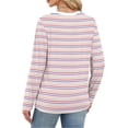 thumbnail image 6 of Women's Striped Long Sleeve Shirts 2026 Spring Fall Tops Fashion Color Block Top Clothing Loose Crewneck Tee Blouses, 6 of 6
