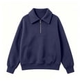 thumbnail image 6 of Edvintorg Women's Sweatshirt Long Sleeve Sweat Shirts Turndown Collar Sweatshirts Pullover Top with Zipper Womens Clothing S-2XL Navy, 6 of 6