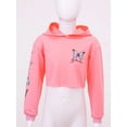 thumbnail image 4 of renvena Kids Girls Long Sleeves Pullover Hooded Sweatshirts Crop Tops Hip Hop Cropped Hoodie Size 4-16 A Pink 12, 4 of 7