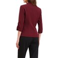 thumbnail image 3 of Blazer de solapa inspirador para mujeres con mangas 3/4, bolsillo, botón único, traje de trabajo XL burdeos, 3 of 6