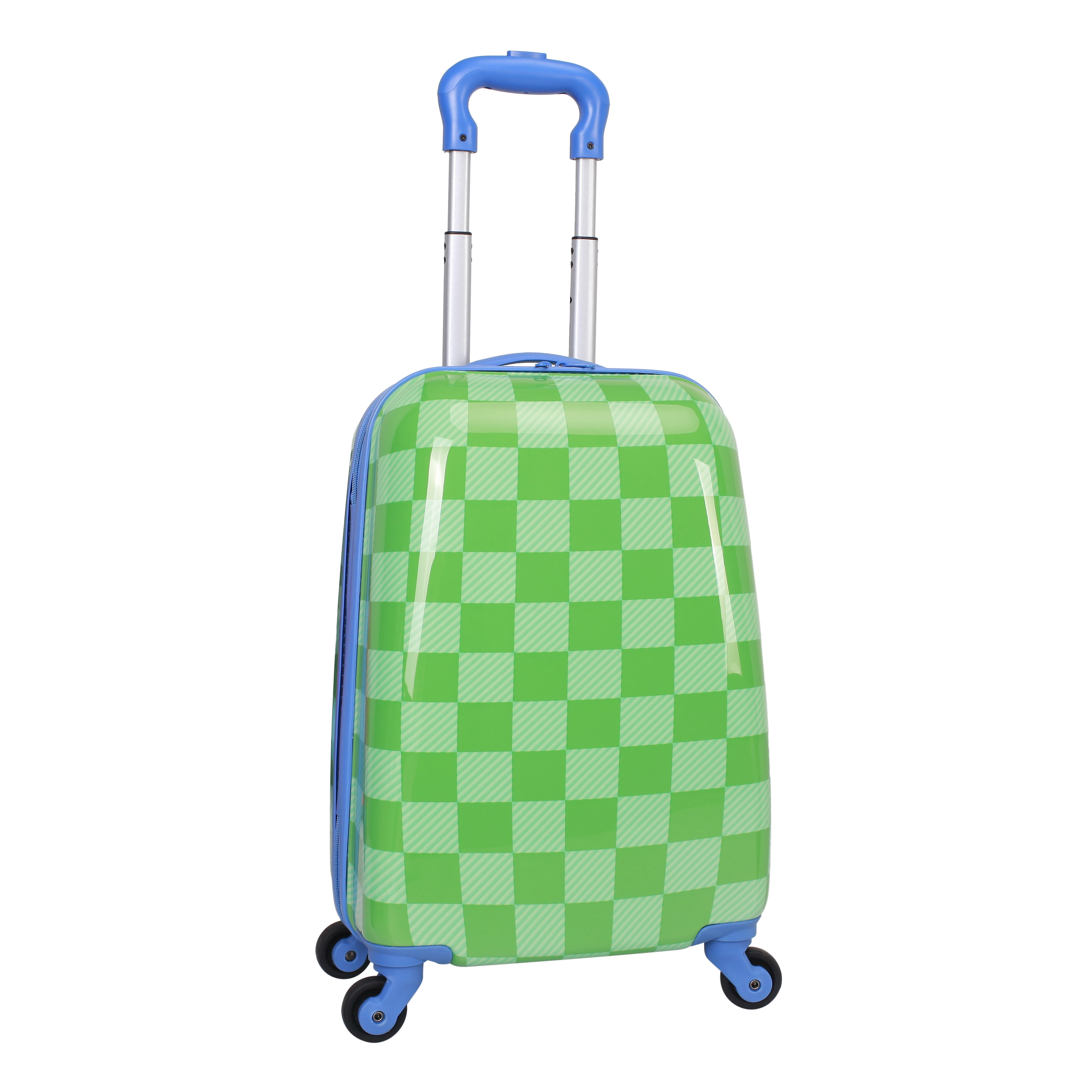 CRCKT Kids Boy 21" Checker Hardside Carry-on Luggage With 360 Spinner Wheels, Poison Green - Green and Blue