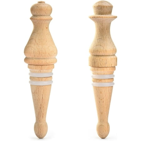 

2Pcs Wine Bottle Stoppers Reusable Solid Wood Wine Stopper Suitable for Wine Champagne Beer Saver Sealer