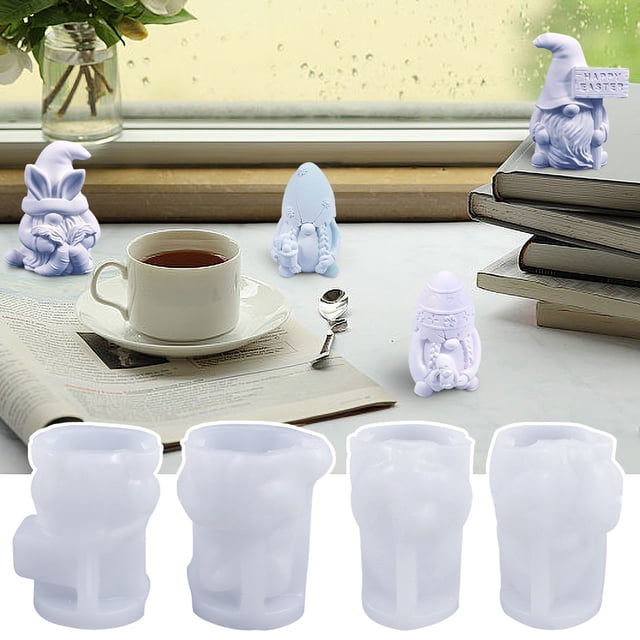 Xihbxyly Moldes de Enanitos de Pascua, Molde para Velas de Aromaterapia, Moldes de Silicona Multiusos, para Hornear, Manualidades, Fabricación de Jabón, Versátiles para Velas, Pasteles, Chocolate, Ap
