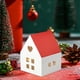 thumbnail image 5 of Decoraciones navideñas, adornos navideños, regalos navideños, caja de embalaje para regalo de Navidad con techo rojo blanco, caja de papel festiva con techo rojo, cajas de dulces, 5 of 7