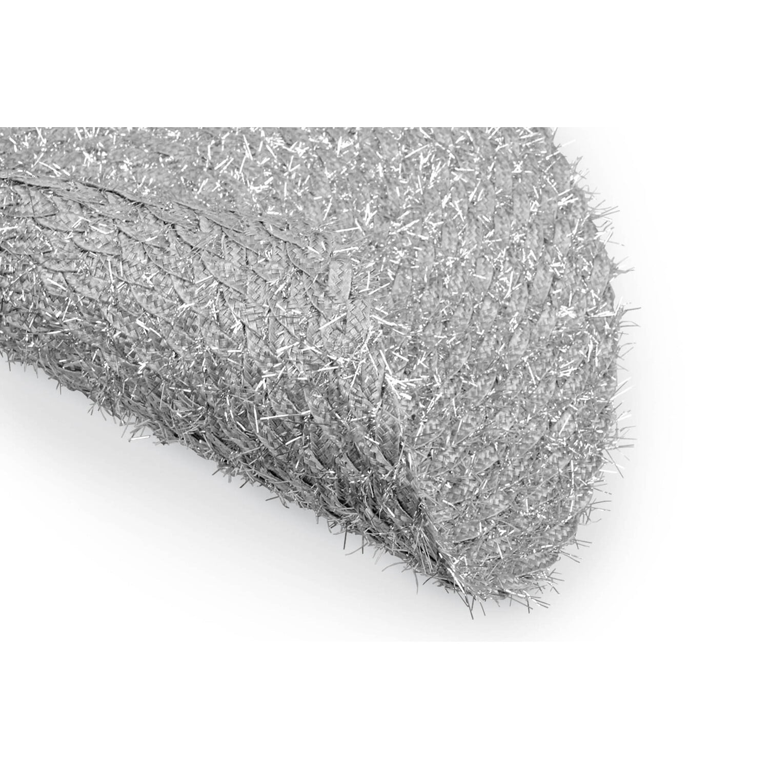 DII Silver Round Polypropylene Woven Tinsel Placemat (Set of 6)