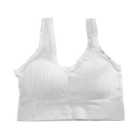 Bras for Women Front Closure Fashion Bra Solid Vest Camisole Breathable Push Up Tops Underwear V-Neck Convertible Bra Feature Hook and Eye Closure Padded Bra Style Y-96   White