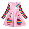 thumbnail image 1 of AAMILIFE Unicorn Robe d'Automne à Manches Longues pour Filles Nouvelle Robe pour Enfants en Coton Brodé Robe à Fleurs à Col Rond, 1 of 8