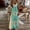 Mint Green, variant on Viikei Dresses for Women Plus Size,Ladies' Fashion Print Round Neck Dress Yellow S