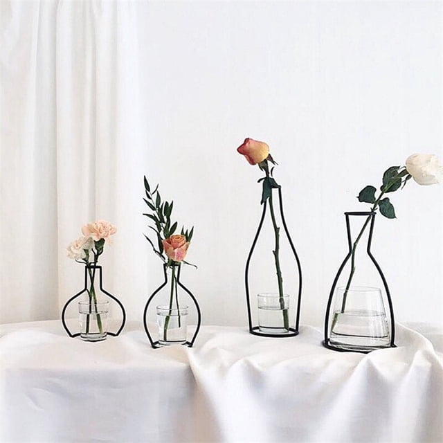 Retro Iron Line Flowers Vase Metal Plant Holder Modern Solid Nordic Styles Iron Vase Home Garden Decor6GERMANY He Qiyong unisex