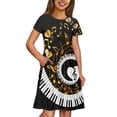 thumbnail image 4 of Uourmeti Piano Key Notes Short Sleeve Swing Dress for Toddler Girls Summer Soft Crew Neck Midi Dress Casual Loose Beach Dresses with Pockets, 4 of 6