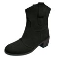thumbnail image 1 of Awdenio Bottes Mode Décontractées pour Femmes Bottes d'Équitation à Talon Bloc Talon Bas Mi-Mollet, 1 of 5