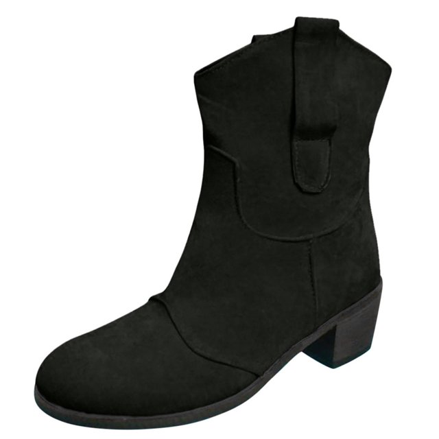Awdenio Bottes Mode Décontractées pour Femmes Bottes d'Équitation à Talon Bloc Talon Bas Mi-Mollet