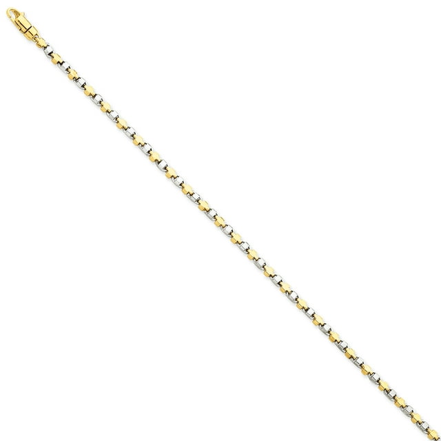 14k Yellow and White Gold two-tone 2.5mm Fancy Link Chain Length 7 Inch