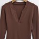 thumbnail image 3 of Camiseta para mujer,Sudadera con estampado de moda para mujer, blusa informal de manga larga con cuello en V, suave imitación de rayón, para uso diario, sopatenor, 3 of 6