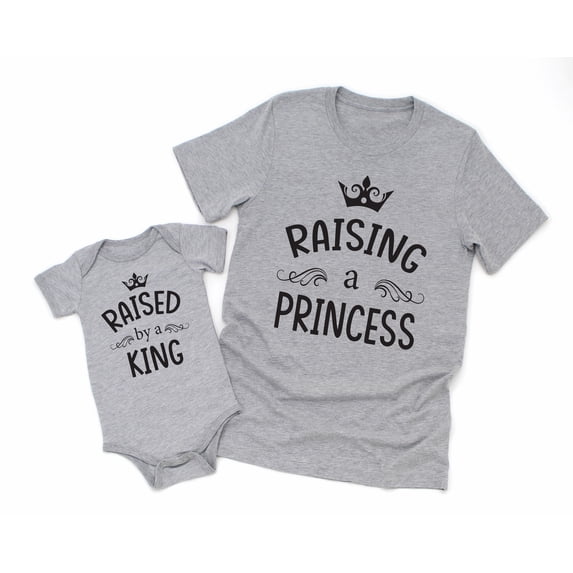 Raising a Princess Men's T-Shirt Crown Royalty Graphic Tee Raised By a King Baby Bodysuit Kids Toddler Shirt