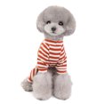 thumbnail image 4 of Flmtop Pet Cat Stripe Pattern Puppy Print T-shirt Four-legged Homewear Dog Clothes Coffee, 4 of 9