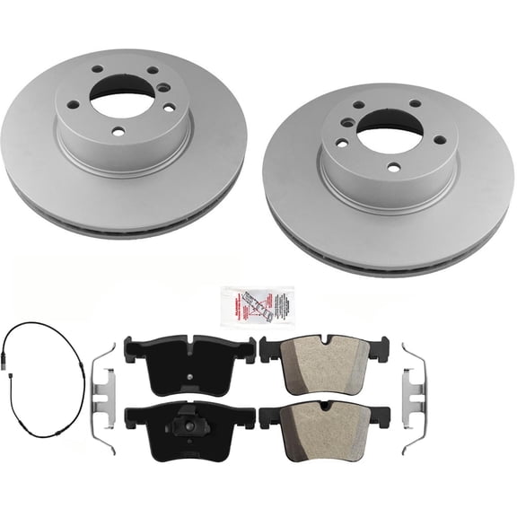 Front GEO Coated Disc Brake Rotors Pads Parking Shoes fits 2013-2018 BMW 320i