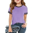 thumbnail image 3 of WhouRiu Little Girls T Shirts Graphic Short Sleeve Tee Tops Children Daily Wear Summer Tshirts Purple,Sizes 6-7, 3 of 3