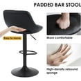 thumbnail image 5 of Swivel Bar Stools Set of 2, Adjustable PU Leather Barstools Chairs with Hollow Back, Upholstered Counter Height Stools with Black Base for Kitchen Dining Pub Cafe, Black, 5 of 8