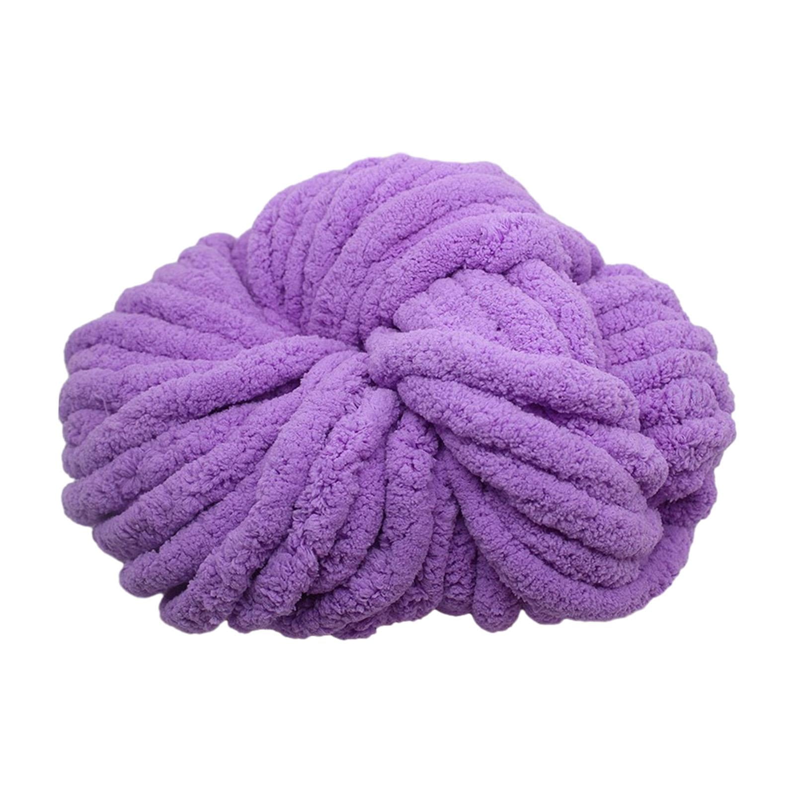 Abbraccia Chunky Chenille Yarn Acrylic Fibers Gauge 7 Jumbo Giant Washable Bulky Yarn Thick Yarn for Sofa Throw Crocheting Hat Blanket Light Violet