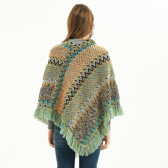 Cape de Tête Rétro Style Ethnique pour Femmes Foulard Châle Rayé Couleur Épaisse