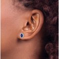thumbnail image 3 of Sterling Silver Rhod-Plat Create Sapphire Oval Post Earrings (9.6 X 7.85) Made In Thailand qe14494sep, 3 of 5